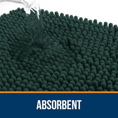 OLANLY Toilet Rugs U-Shaped 20x20, Soft Absorbent Chenille Contour Rugs - color: Blackish Green, size: 20" X 20" Contour Rug