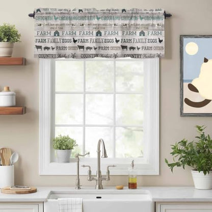 Double Love Farmhouse Valance Curtain, Rod Pocket, Polyester Blend, 1 Panel 54x18, Farmdol4183, Kitchen/Living Room/Bedroom/Bathroom/Window