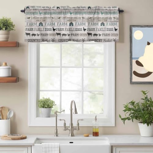 Double Love Farmhouse Valance Curtain, Rod Pocket, Polyester Blend, 1 Panel 54x18, Farmdol4183, Kitchen/Living Room/Bedroom/Bathroom/Window