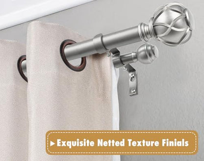 KAMANINA Double Curtain Rod 140 to 180 Inch, Extra Long, Adjustable, Silver - color: Antique Silver, size: 140-180"