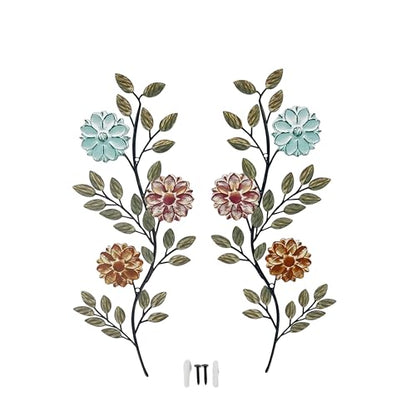 MFORLD Metal Flower Wall Decor, 2-Piece, 15.75-Inch