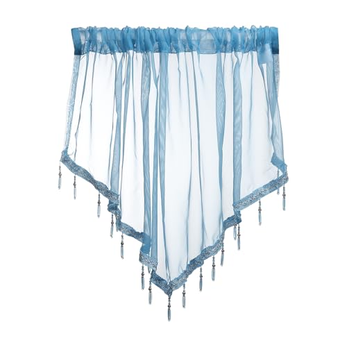 uxcell Window Valance, 51x24 Beaded Sheer Valance Curtains Sky Blue - color: Sky Blue
