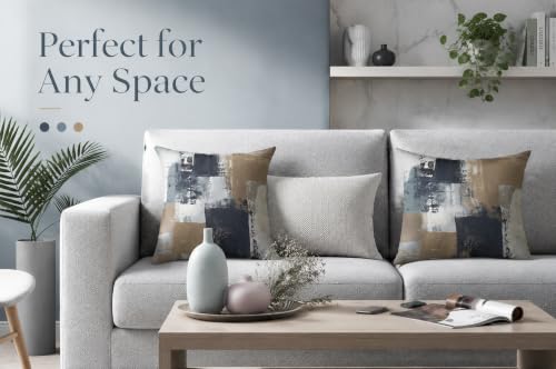 Brown Grey Abstract Throw Pillow Covers 18x18 Set of 4 - color: Earth Tone Brown and Blue Grey, size: 18" x 18" (Pack of 4)