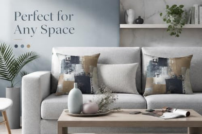 Brown Grey Abstract Throw Pillow Covers 18x18 Set of 4 - color: Earth Tone Brown and Blue Grey, size: 18" x 18" (Pack of 4)