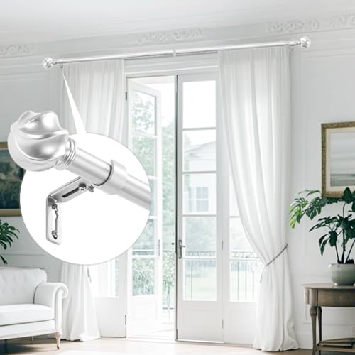 LLPJS Curtain Rods 16-120", 1 in Adjustable Silver Rod with Finials, 1 Pack - color: Satin Silver, size: 16" to 120" - 1 pack