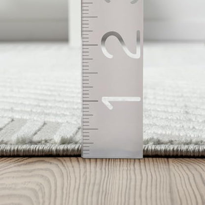 Abani Neutral Grey Area Rug 5' x 8' for Living Room, Bedroom - Criss Cross Line Zen Reiki Pattern - Durable & Easy to Clean - color: Grey, size: 5' x 8' (Rectangular)