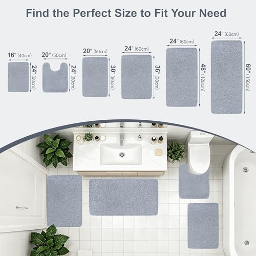 Bathroom Rugs Non Slip 36"x24" Soft Absorbent Bath Mat, Blue Grey - color: Blue Grey, size: 36" x 24" (Rectangular)