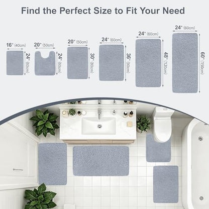 Bathroom Rugs Non Slip 36"x24" Soft Absorbent Bath Mat, Blue Grey - color: Blue Grey, size: 36" x 24" (Rectangular)