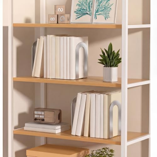 Chunful 6 Pcs Sliver Metal BookEnds Shelves, 7.5 x 5.75 x 3.5 in - color: Sliver, size: 7.5*5.75*3.5inch
