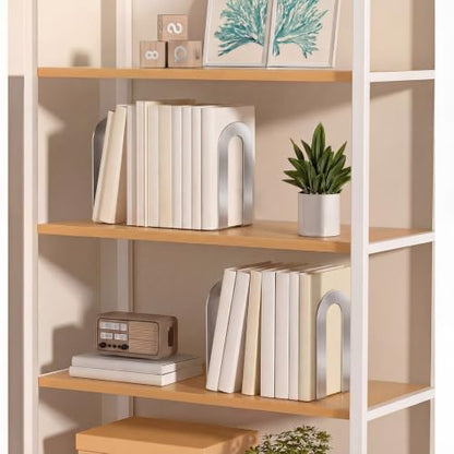 Chunful 6 Pcs Sliver Metal BookEnds Shelves, 7.5 x 5.75 x 3.5 in - color: Sliver, size: 7.5*5.75*3.5inch