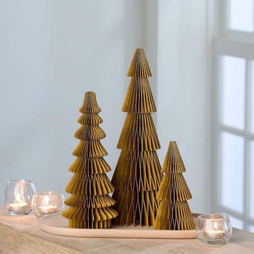 Your Heart's Content Winter Honeycomb Paper Trees (Medium Set 3 Gold) - color: Medium Set 3 Gold