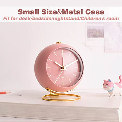 AYRELY® Battery Operated Analog Desk Alarm Clock with Light, Table Clock - color: Pink