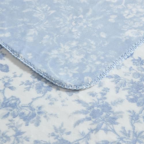 Laura Ashley - Soft Throw Blanket, Reversible Lightweight, 50 x 70 - color: Bedford Stripe Blue