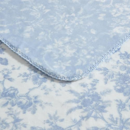Laura Ashley - Soft Throw Blanket, Reversible Lightweight, 50 x 70 - color: Bedford Stripe Blue