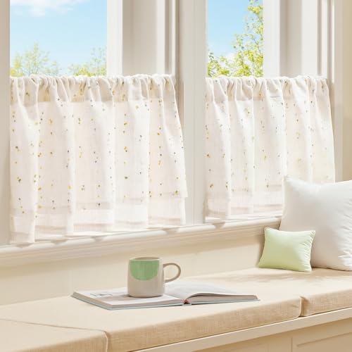 jinchan Kitchen Valance Curtain Double Layers, 50x16, 1 Panel, Sunlit Grove - color: Double | Dottie Sunlit Grove, size: 50"W x 16"L (Pack of 1)