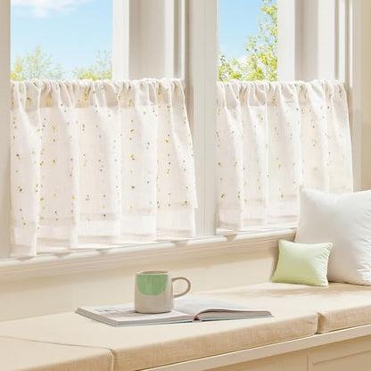 jinchan Kitchen Valance Curtain Double Layers, 50x16, 1 Panel, Sunlit Grove - color: Double | Dottie Sunlit Grove, size: 50"W x 16"L (Pack of 1)