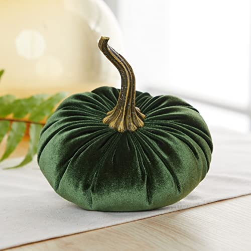Your Heart's Content Set of 3 Velvet 6.25 Inch Pumpkins (Rust, Gold, Olive) - color: Rust, Gold, Olive