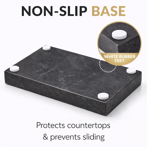 Natural Marble Tray, Black, 10" x 6", Rectangular - color: Black, size: 6" x 10" x 1.5"