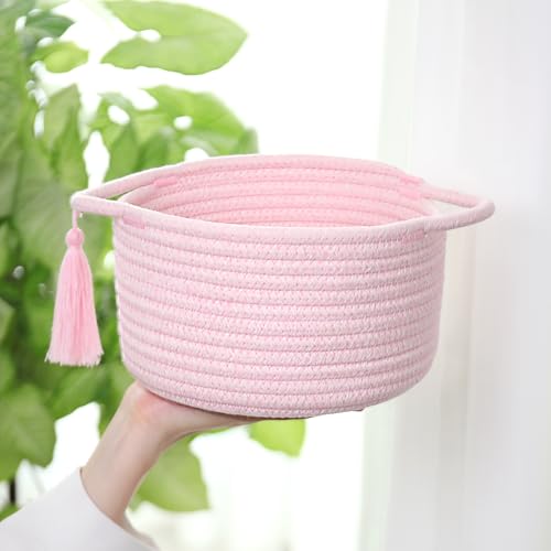 Small Gift Basket Empty to Fill, 2 Pack, Mini Woven Basket, Pink - color: Pastel Pink, size: 2 Pack