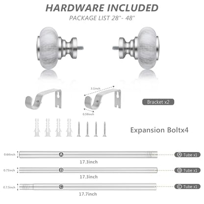 Silver Curtain Rods for Windows 28 to 48 Inches,Adjustable 6/8 Inch - color: Silver, size: 28"-48"