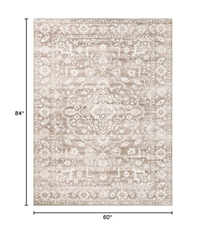 Soalmost 6x9 Area Rugs for Living Room, Washable Neutral Rug Light Brown - color: Light Brown, size: 6' x 9' (Rectangular)