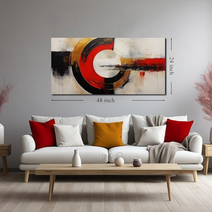 AUUZAIUA Abstract Canvas Wall Art Black and Red Geometry Prints 24x48 In - color: red, size: 24"L x 48"W