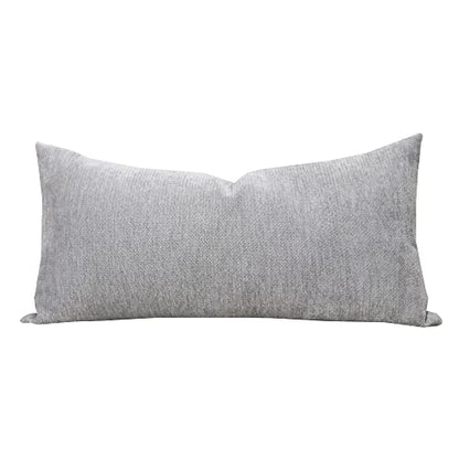 Slow Cow Chenille Lumbar Throw Pillow Cover 12 x 24 Inches Grey - color: D-chenille Grey, size: 24" x 12" (Pack of 1)