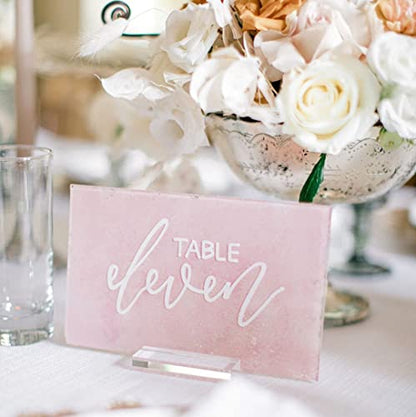 20 Pack 3" Clear Acrylic Sign Holder- 1/8" (3mm) Slot Acrylic Sign Stand for Display Table Numbers Wedding Signage, Perfect to Hold up 1/8" Thick Acrylic Sheets Table Signs
