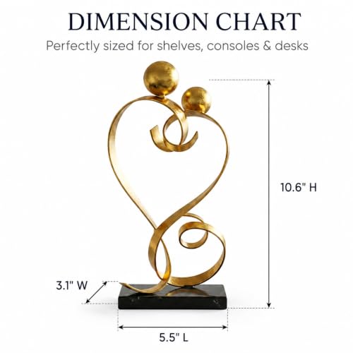 FUNTEREST Metal Heart Sculpture, Abstract Iron Statue Home Decor - color: Gold