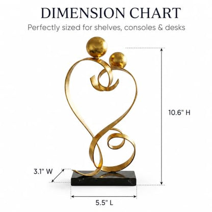 FUNTEREST Metal Heart Sculpture, Abstract Iron Statue Home Decor - color: Gold