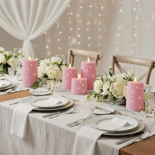 Raycare Pink Battery Operated Flameless LED Pillar Candle with Remote Timer - color: 3pcs-Pink