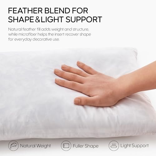 12x20 Feather Lumbar Pillow Insert, Decorative Throw Pillow Insert for Covers, Fuller Fit with Soft Support for Bed and Couch - size: 12 x 20-Inch