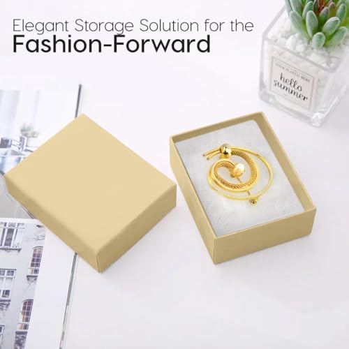 BULK PARADISE 6 Pack Cotton Fill Craft Brown Cardboard Paper Jewelry Box Gift Size 3.08 x 2.28 x 1.1 Inches Perfect for Small Gifts - color: Craft Brown