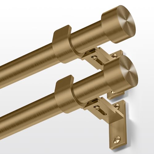 2 Pack Heavy Duty Antique Brass Curtain Rod, 36-120 Inch Warm Gold - color: Warm Gold, size: 36''-120'' (2 Pack)