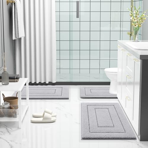 Buganda Microfiber Bathroom Rugs 36x24, Soft Shaggy Absorbent Bath Rugs - color: Grey, size: 36" X 24"