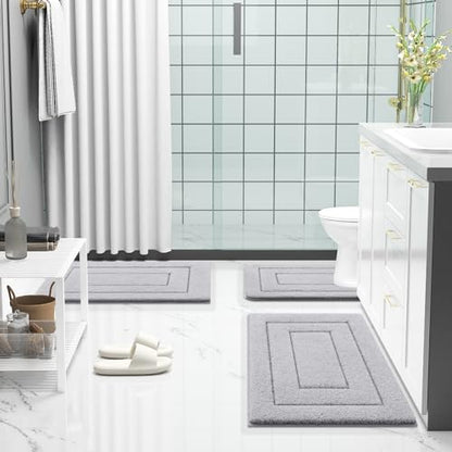 Buganda Microfiber Bathroom Rugs 36x24, Soft Shaggy Absorbent Bath Rugs - color: Grey, size: 36" X 24"