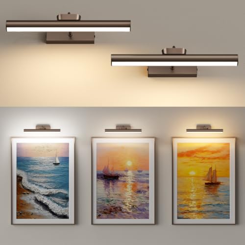 Picture Light for Wall, 4000mAh,13.8 Inch, 2 Pack, Brown - color: Brown