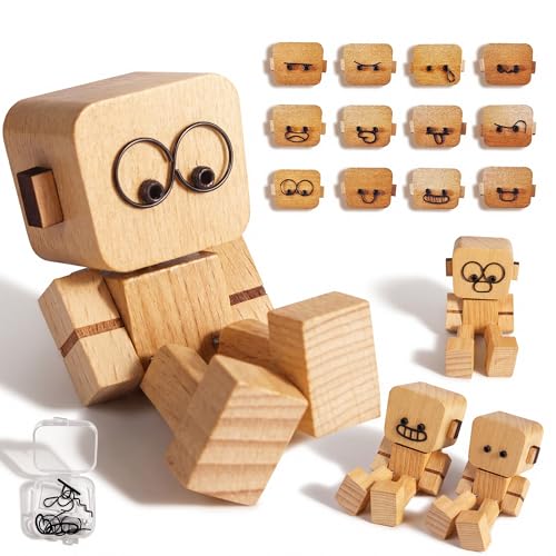 Shaking Wooden Man Figurine, for Adults Men Husband him, Christmas Thanksgiving Gifts, Wooden Doll, Desktop Decor, Car Dashboard Decorations