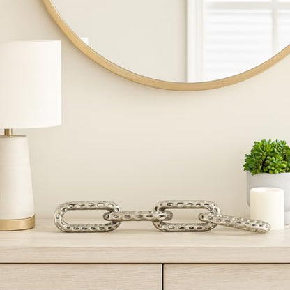 25x4 Pierced Metal 4-Chain Link Object, Silver - color: Silver