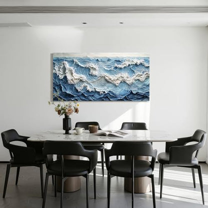imjiayu Abstract Large Wall Art Blue White Wave Canvas Prints 20"x40" - color: Abstract Sea, size: 40"L x 20"W