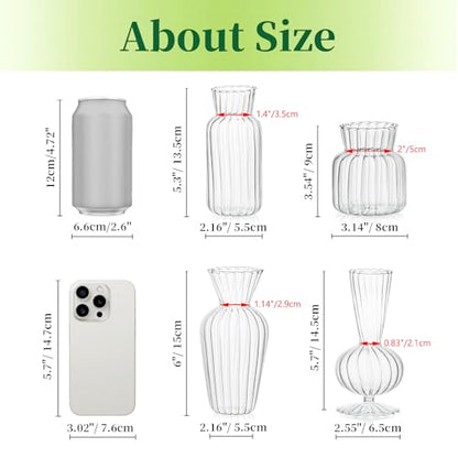 Mini Glass Vases for Centerpieces - Hewory Small Clear Bud Vase in Bulk, Cute Flower Vases Set for Wedding, Home Decoration, Table Decor (Clear, 16)