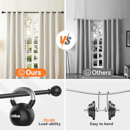 Curtain Rods for Windows 28 to 48 Inch, 2 Pack 5/8'' Diameter Heavy Duty Metal Adjustable Small Curtain Rod With Bracket(2.3-4 Feet-Black) - color: Black, size: 28-48"(2 Pack)