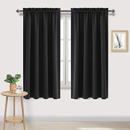DWCN Blackout Curtains for Bedroom Living Room 52 x 63 Inch Long Black - color: Black, size: 52"W x 63"L (Pack of 2)