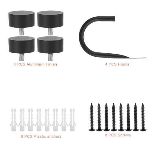 Premium Curtain Holdback, Quality Metal Decorative Curtain Holdbacks with Zinc Alloy Cap Finials,Rust-Proof, Set of 4 Window Curtain Holdbacks,Matte Black - color: 2pcs-matte Black