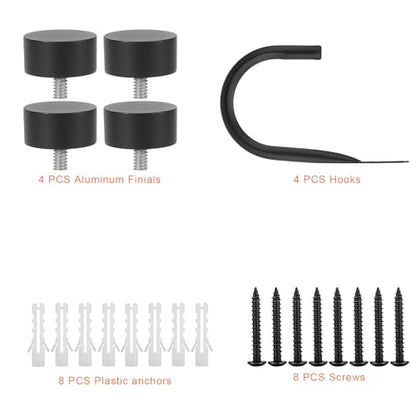Premium Curtain Holdback, Quality Metal Decorative Curtain Holdbacks with Zinc Alloy Cap Finials,Rust-Proof, Set of 4 Window Curtain Holdbacks,Matte Black - color: 2pcs-matte Black