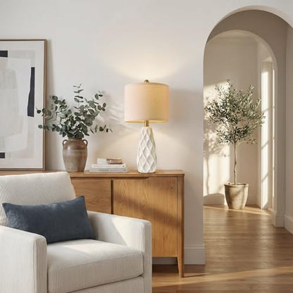 Small Table Lamps Set of 2 for Living Room, 20.25" White Bedside Boho Lamps - color: White, size: Small - 20.75''