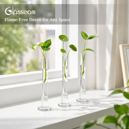 Glasseam 6Pcs Glass Bud vase for Candle Holder, 7.87" Tall Small Vases Set - size: 7.87“ Tall