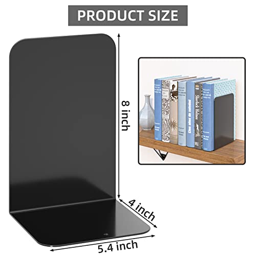 VFINE Metal Bookends 2 Pairs, Black Book Ends, Bookends for Shelves, Book Stopper for Heavy Books, Book Dividers for Home Office School Supplies - color: Black 2 Pairs Bookends
