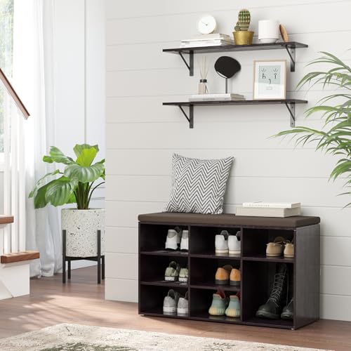 DINZI LVJ Wall Shelves, 23.6" Long Floating Shelves with Metal Brackets - color: Espresso, size: 23.6 Inch
