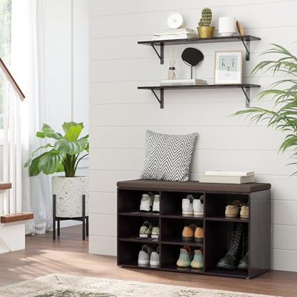 DINZI LVJ Wall Shelves, 23.6" Long Floating Shelves with Metal Brackets - color: Espresso, size: 23.6 Inch